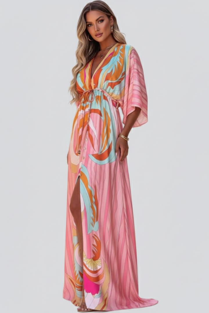Federica | Damen Bedrucktes Sommerkleid mit Fledermausärmeln