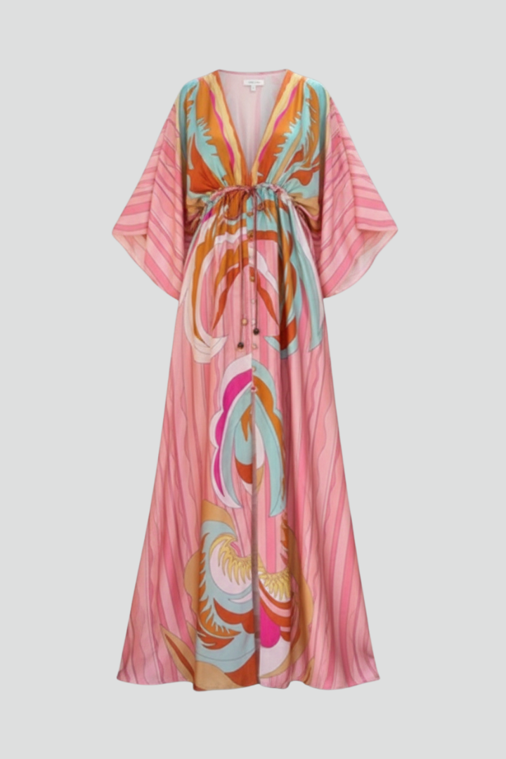 Federica | Damen Bedrucktes Sommerkleid mit Fledermausärmeln