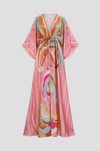 Federica | Damen Bedrucktes Sommerkleid mit Fledermausärmeln