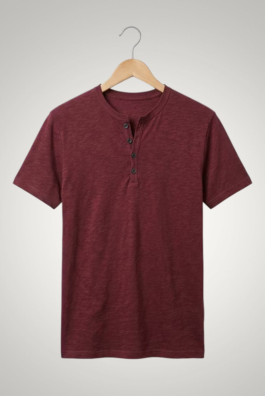 Frank | Herren Casual Kurzärmliges Henley Shirt