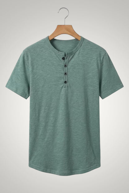 Frank | Herren Casual Kurzärmliges Henley Shirt