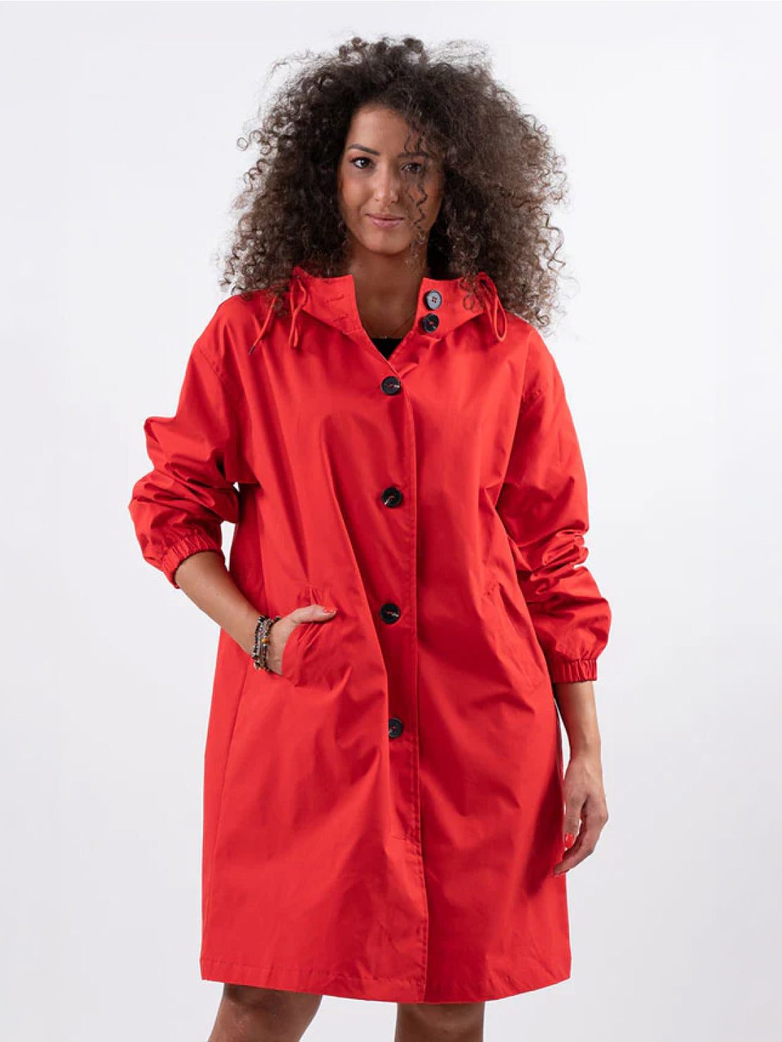 Franziska | Damen Funktionale Knopf-Regenjacke mit Kapuze