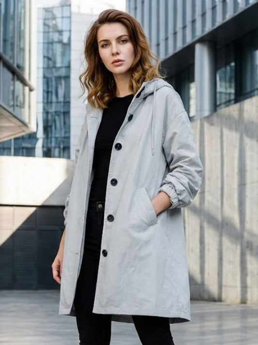 Franziska | Damen Funktionale Knopf-Regenjacke mit Kapuze