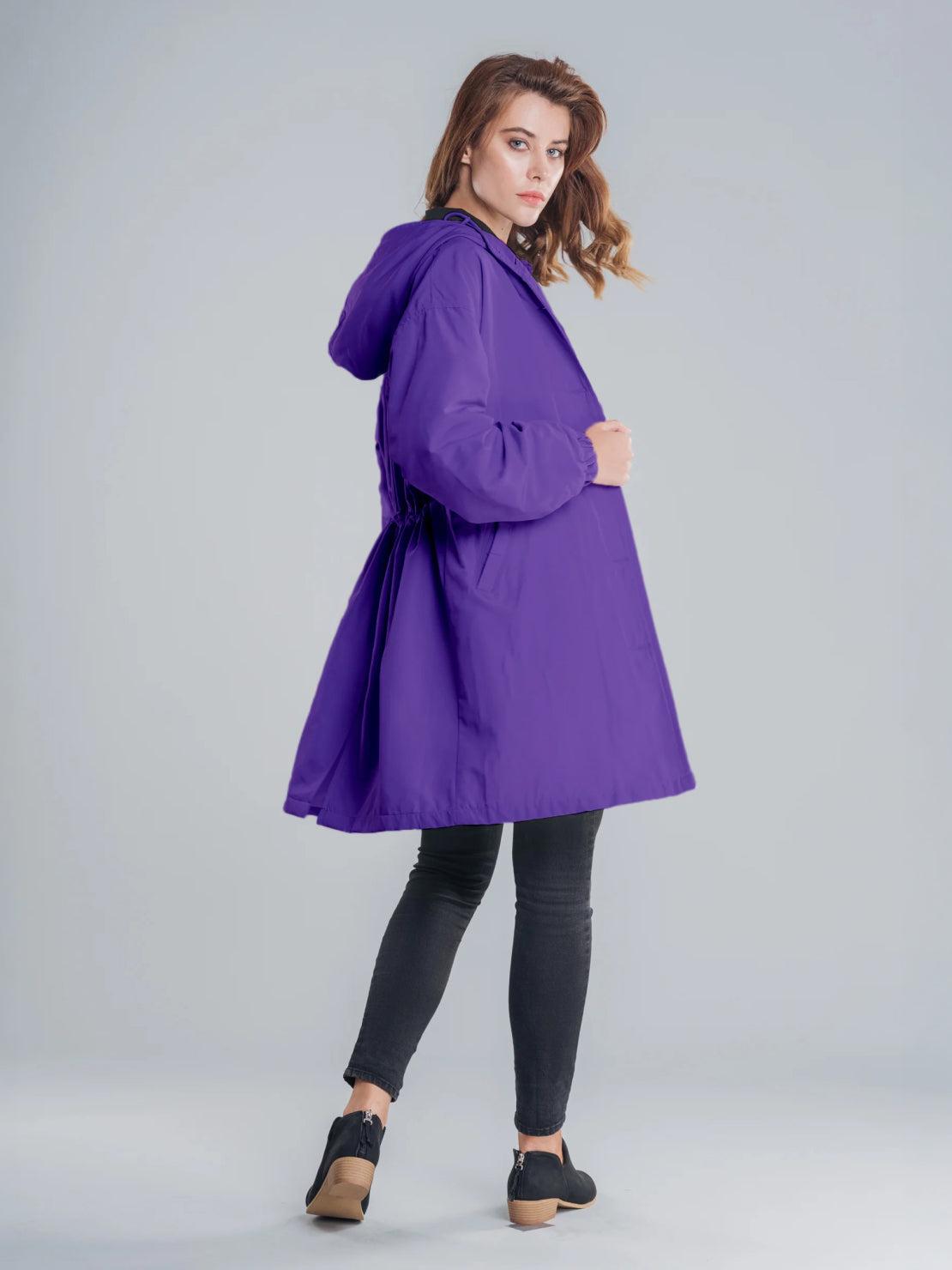 Franziska | Damen Funktionale Knopf-Regenjacke mit Kapuze