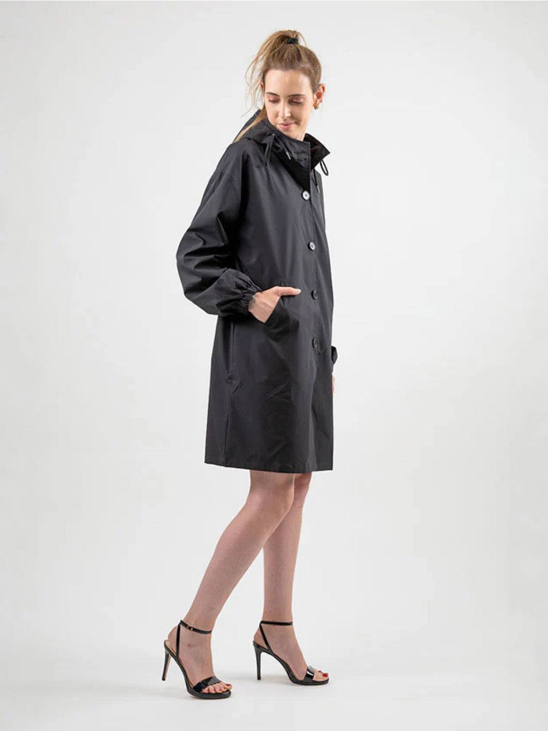 Franziska | Damen Funktionale Knopf-Regenjacke mit Kapuze