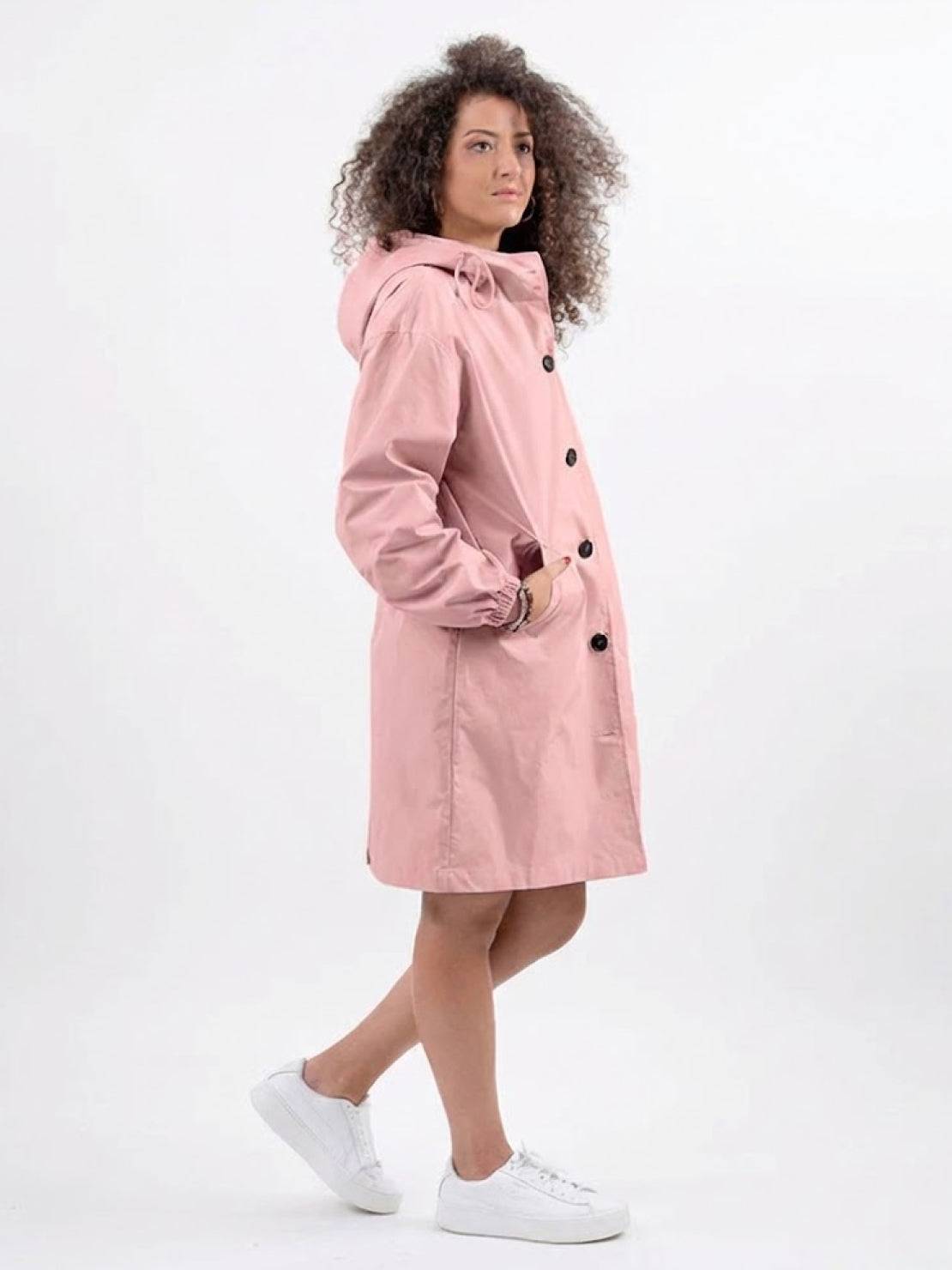Franziska | Damen Funktionale Knopf-Regenjacke mit Kapuze