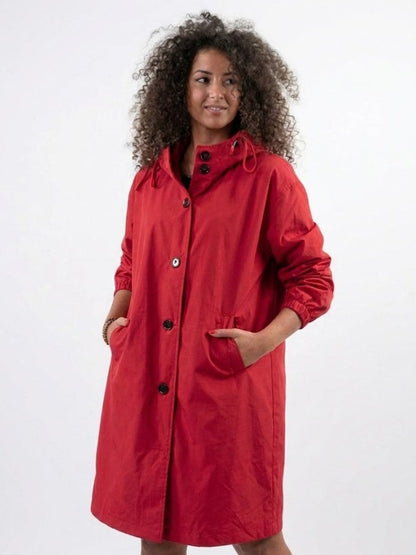 Franziska | Damen Funktionale Knopf-Regenjacke mit Kapuze