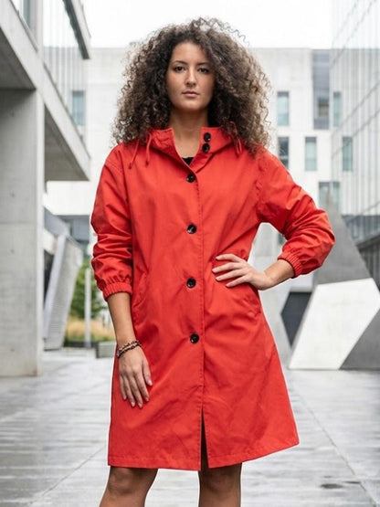Franziska | Damen Funktionale Knopf-Regenjacke mit Kapuze