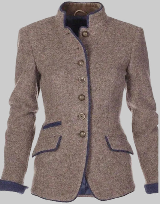 Franziska | Damen Taillierter Stehkragen Woll Blazer