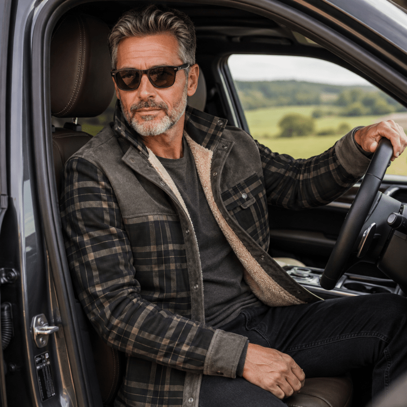 David | Herren Klassisches Karomuster Jacke mit Knöpfen