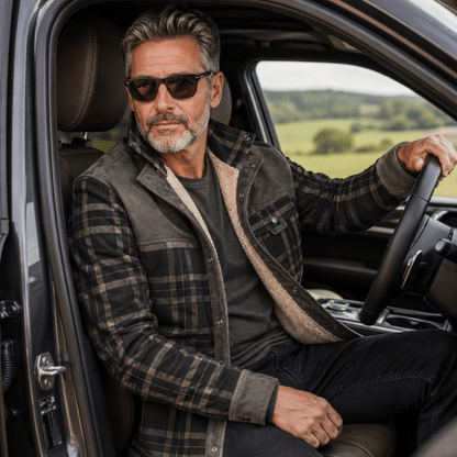 David | Herren Klassisches Karomuster Jacke mit Knöpfen