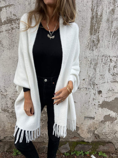 Nele | Damen Lange Offene Front Strickjacke