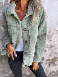 Laura | Damen Casual Knöpfen Herbst Teddyjacke