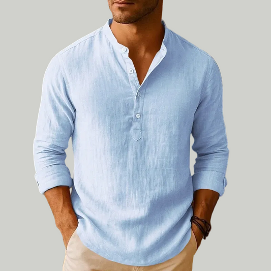 Sven | Herren Sommer Leinen Henleyshirt