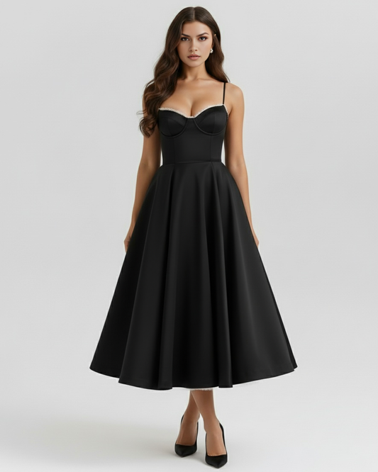 Ingrid | Damen Elegantes A-Linien Midi Kleid