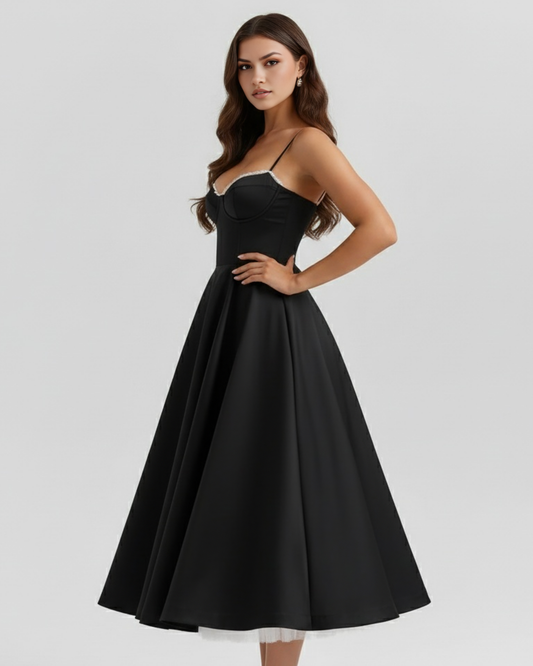 Ingrid | Damen Elegantes A-Linien Midi Kleid