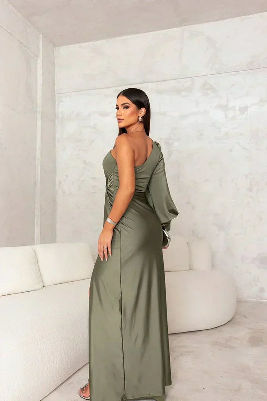 Ingrid | Damen Elegantes One-Shoulder Hochzeitsgast Kleid