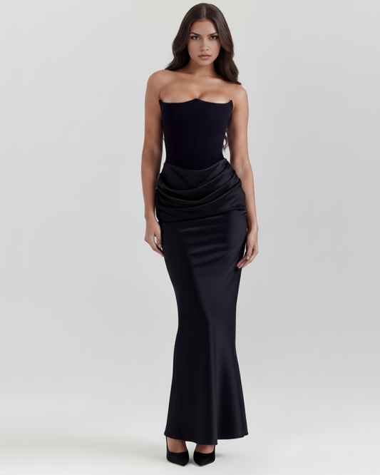 Jana | Damen Figurbetontes Satin Korsett Abendkleid