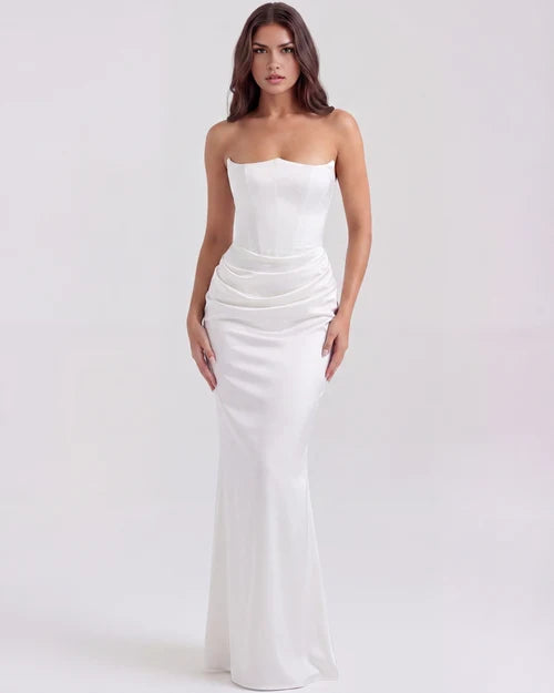 Jana | Damen Figurbetontes Satin Korsett Abendkleid