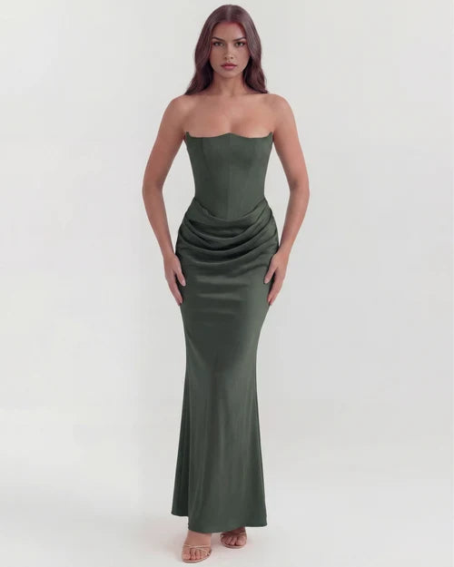 Jana | Damen Figurbetontes Satin Korsett Abendkleid