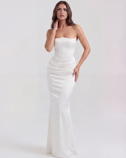Jana | Damen Figurbetontes Satin Korsett Abendkleid