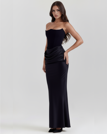 Jana | Damen Figurbetontes Satin Korsett Abendkleid