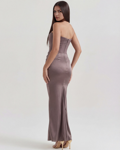 Jana | Damen Figurbetontes Satin Korsett Abendkleid