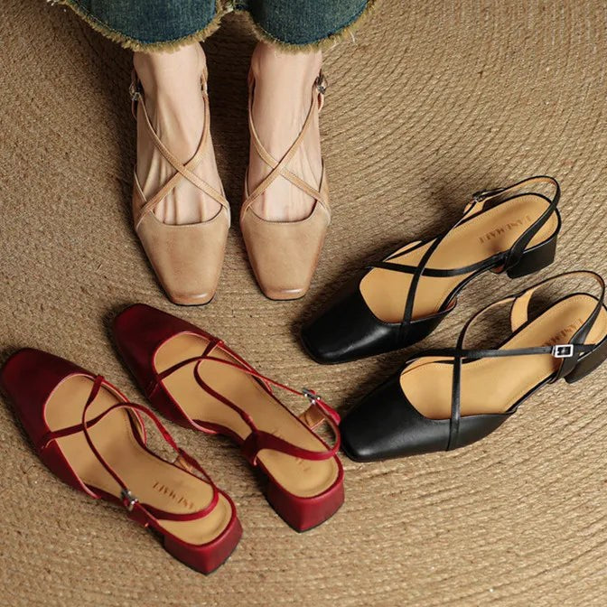 Jana | Damen Vintage Blockabsatz Pumps