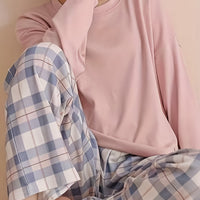 Nina | Damen Lässiges Kariertes Pyjama-Set