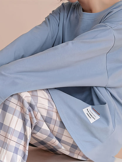 Jessica | Damen Lässiges Kariertes Pyjama-Set