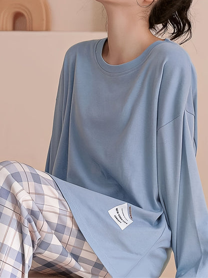 Jessica | Damen Lässiges Kariertes Pyjama-Set