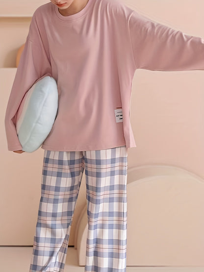 Jessica | Damen Lässiges Kariertes Pyjama-Set