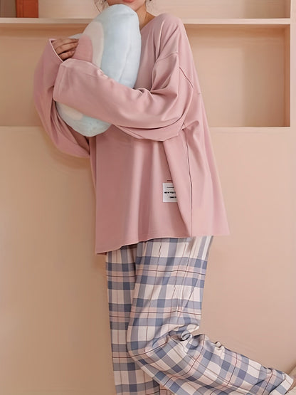 Jessica | Damen Lässiges Kariertes Pyjama-Set