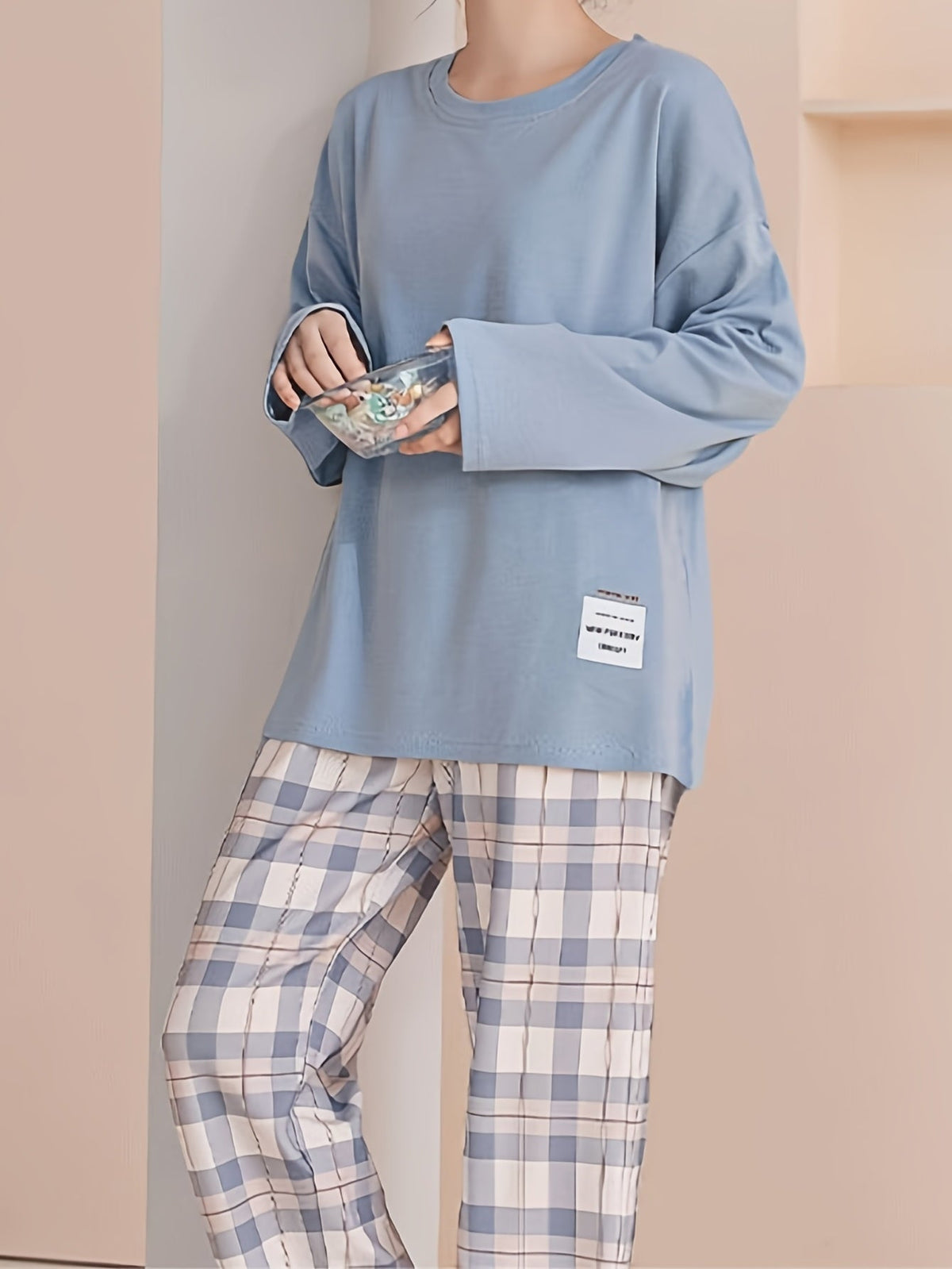 Jessica | Damen Lässiges Kariertes Pyjama-Set