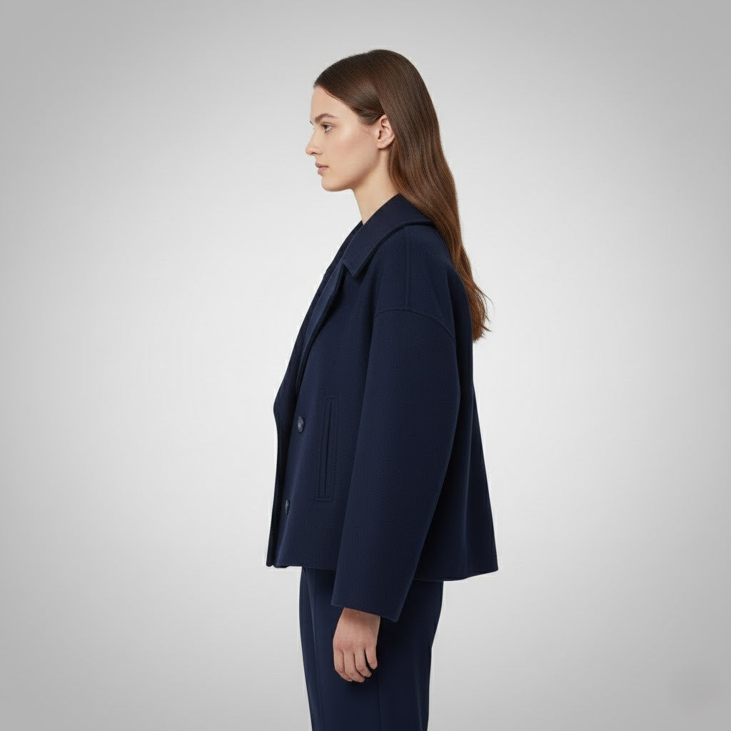 Johanna | Damen Eleganter Knöpfen Kurzer Mantel
