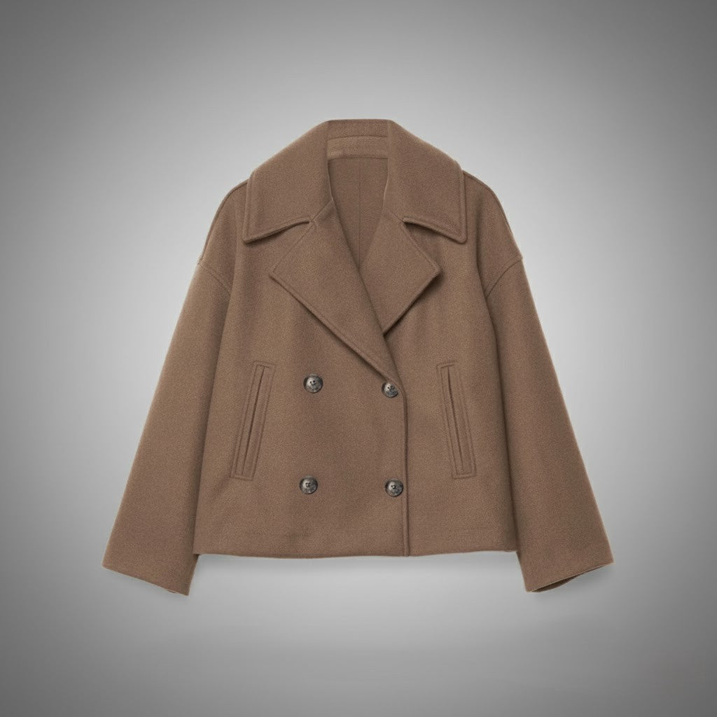 Johanna | Damen Eleganter Knöpfen Kurzer Mantel