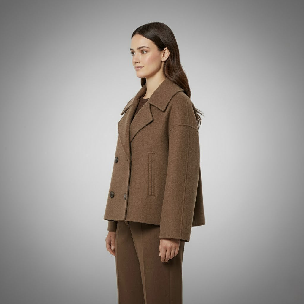 Johanna | Damen Eleganter Knöpfen Kurzer Mantel