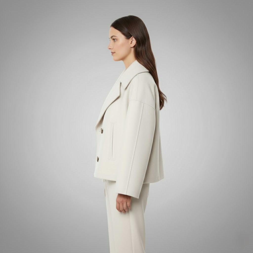 Johanna | Damen Eleganter Knöpfen Kurzer Mantel