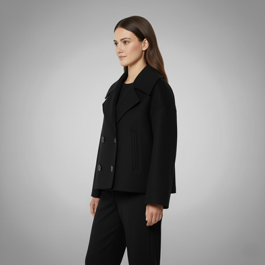 Johanna | Damen Eleganter Knöpfen Kurzer Mantel