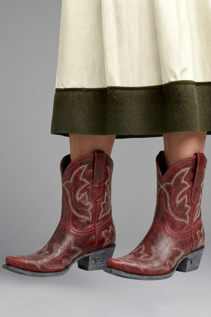 Josephine | Damen Bestickte Western-Stiefel mit Blockabsatz