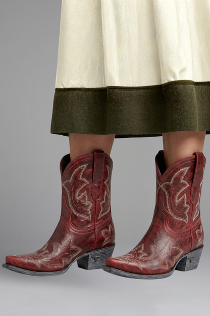 Josephine | Damen Bestickte Western-Stiefel mit Blockabsatz