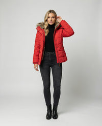 Julia | Damen Winter Gesteppte Kunstfelljacke