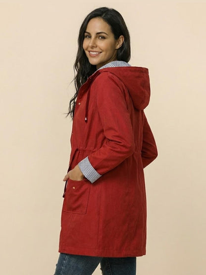 Karin | Damen Wasserabweisende Kapuzenjacke mit Knöpfen