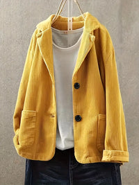 Kerstin | Damen Lässiger Cord-Blazer mit Knopfverschluss