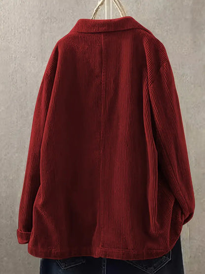 Kerstin | Damen Lässiger Cord-Blazer mit Knopfverschluss