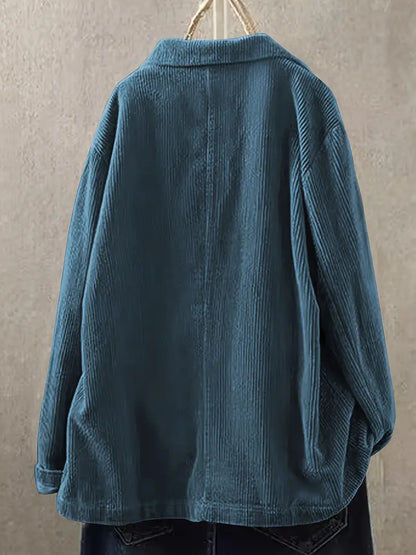 Kerstin | Damen Lässiger Cord-Blazer mit Knopfverschluss
