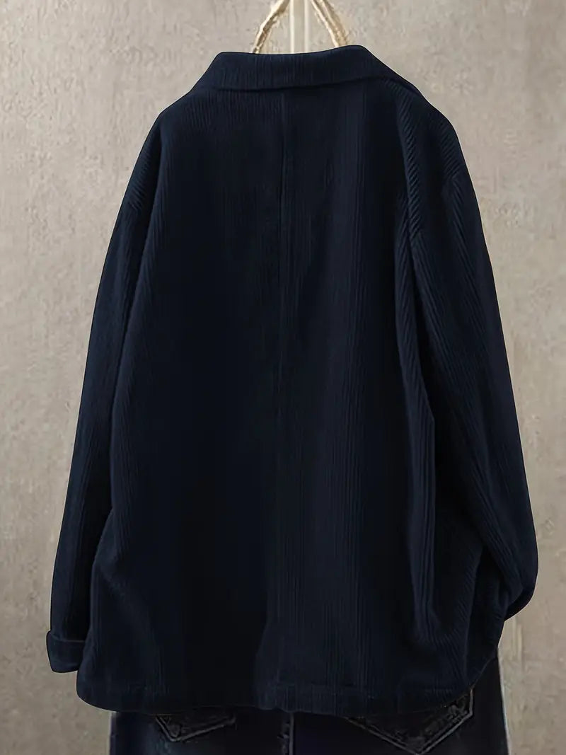 Kerstin | Damen Lässiger Cord-Blazer mit Knopfverschluss