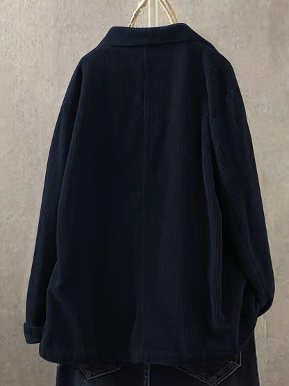 Kerstin | Damen Lässiger Cord-Blazer mit Knopfverschluss