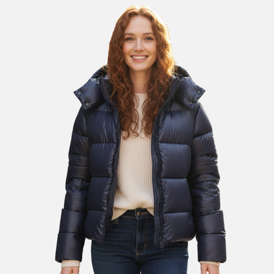 Laura | Damen Wärmende Gesteppte Kapuzenjacke mit Reißverschluss