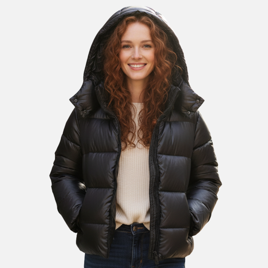 Laura | Damen Wärmende Gesteppte Kapuzenjacke mit Reißverschluss